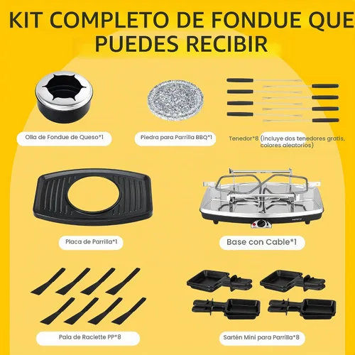 Vista 7 de Parrilla eléctrica de Raclette con el pote de la fondue, parrilla de mesa