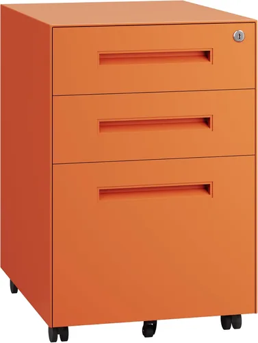 Vista 10 de Dripex Archivador negro de 3 cajones, gabinete de almacenamiento móvil debajo del escritorio con bloqueo en ruedas, totalmente montado