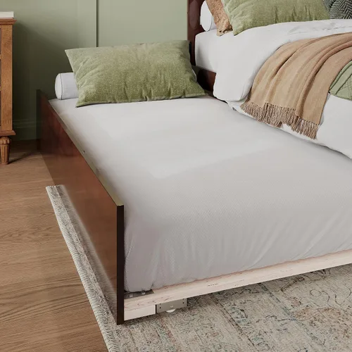 Vista 7 de AFI, Madison - Cama de plataforma Queen con pie de cama y cama nido Twin XL, nogal Nuez
