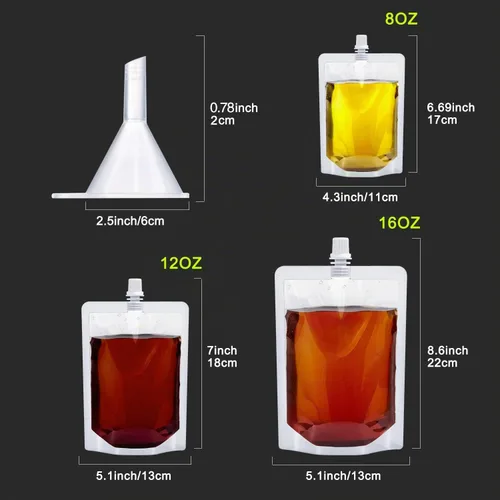 Vista 4 de Juego de 20 botellas de plástico reutilizables de 8 onzas, bolsas de bebidas de viaje, a prueba de fugas, sin BPA para viajes al aire libre 20
