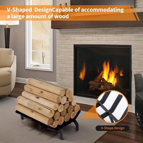 Vista 3 de Rejilla para chimenea, rejilla de chimenea de 16 pulgadas, resistente de acero de alto carbono, para interiores y exteriores, para estufa de leña
