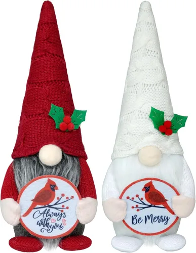 Vista 6 de Decoraciones de gnomos cardenales de Navidad para el hogar, cardenales rojos, regalo conmemorativo Tomte Cardenal para mujeres, adornos de Navidad