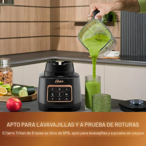 Vista 6 de Oster Extreme Mix Licuadora, Licuadora de Encimera de Alta Velocidad de 1500 Vatios con Jarra de 64oz y Programas Automáticos, Perfecta