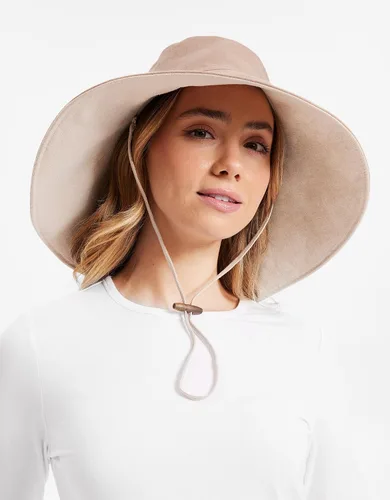 Vista 5 de Solbari Sombrero de sol de lino de algodón ultra ancho para mujer, UPF 50+, plegable, ajustable con agujero para cola de caballo para viajes, playa