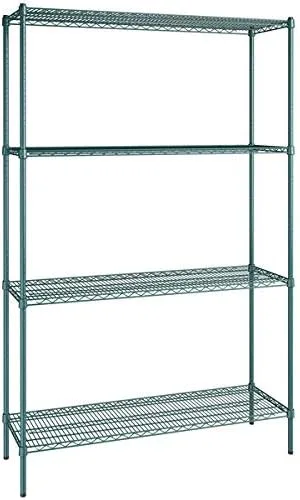 Vista 146 de Kit de 4 estantes de epoxi verde NSF de 21 x 72 pulgadas con postes de 86 pulgadas, estantería de almacenamiento resistente, kit de estantería