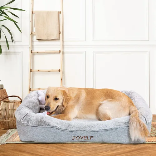 Vista 9 de JOYELF Cama ortopédica grande de espuma viscoelástica para mascotas con funda lavable, diseño independiente con forro impermeable incluido