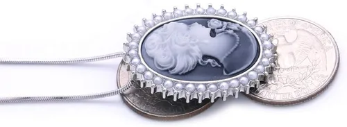 Vista 3 de SoulBreeze - Collar con colgante de camafeo, estilo vintage, perlas de imitación, joyería de moda para mujer