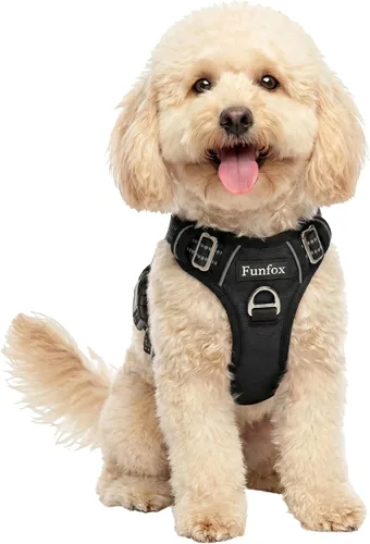 Vista 34 de Funfox Arnés para perro sin tirones, arnés de chaleco ajustable para mascotas, material súper suave con mango vertical, fácil control, paseo