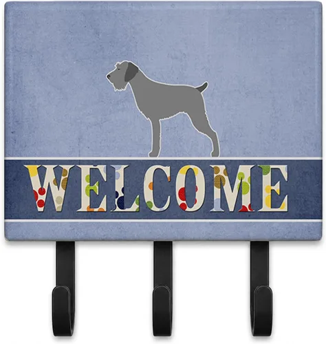 Vista 13 de Caroline's Treasures Afghan Hound - Gancho de pared de bienvenida, triple, multicolor Afghan Hound Welcome artwork on ceramic tile with three