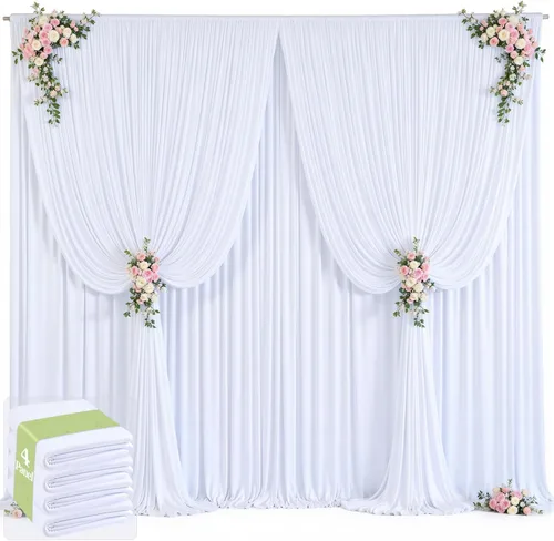 Vista 52 de 20 pies x 12 pies Cortinas de Telón de Fondo Azul Bebé Sin Arrugas para Bodas y Fiestas, Telón de Fondo de Tela Azul, Cortinas para Bodas