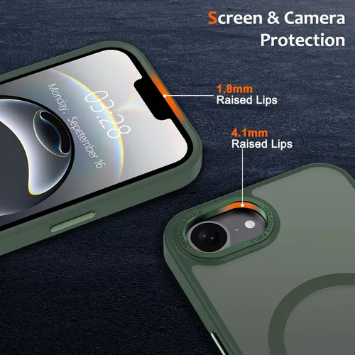 Vista 1268 de Anuck - Funda magnética para iPhone 11 compatible con MagSafe, carcasa trasera mate translúcida dura, borde de TPU, delgada, resistente a impactos