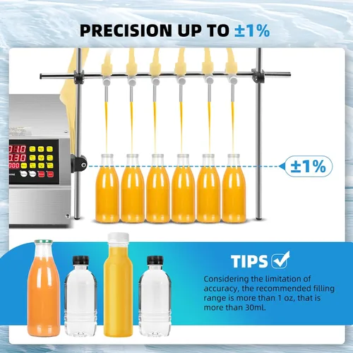Vista 4 de Máquina de llenado de líquidos de 6 cabezales Máquina embotelladora automática de llenado de botellas de 2-135 onzas Control digital para jugo