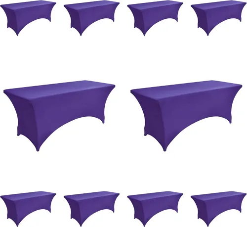 Vista 32 de Paquete de 2 Cubiertas de Mesa de Spandex de 4 pies para Mesas Plegables Rectangulares - Manteles Elásticos Ajustados Resistentes a las Arrugas