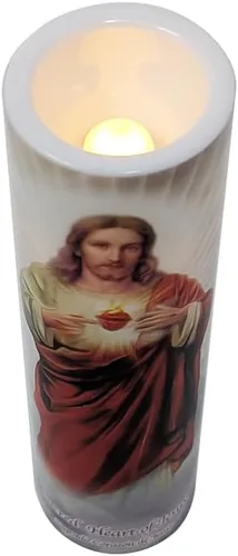 Vista 7 de Vela LED de oración de devoción sin llama Sagrado Corazón de Jesús