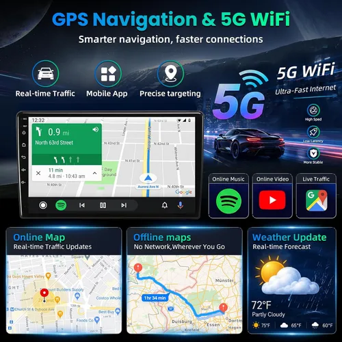 Vista 4 de 4 GB RAM+64 GB ROM Android 15 Radio de coche para Dodge Ram 1500 2500 2013
