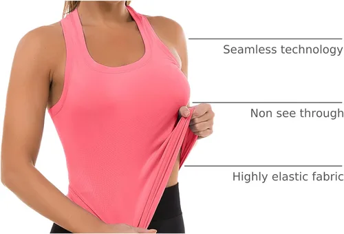 Vista 81 de MathCat Camisetas de entrenamiento para mujer, sin costuras, básicas, sin mangas, con espalda cruzada, atlética, yoga, correr, uso diario