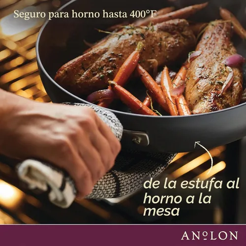 Vista 3 de Anolon Advanced - Parrilla dividida antiadherente anodizada dura, sartén para plancha, 12.5 pulgadas, color gris