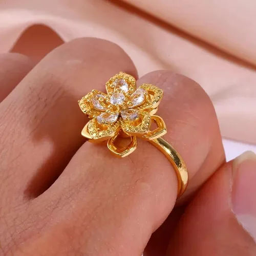 Vista 25 de Sunflower Ring Spinning Fidget Rings for Anxiety Open Adjustable Spinner Sun Ring Creative Relieving Stress Rotating Jewelry