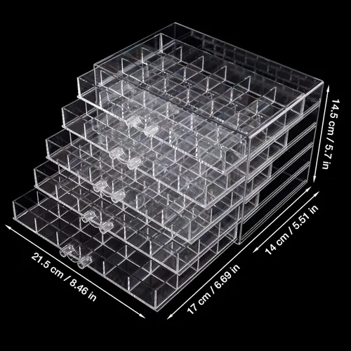 Vista 5 de Noverlife Organizador de joyas transparente joyero duradero con 5 cajones caja organizadora de joyas impermeable organizador de joyas de aretes