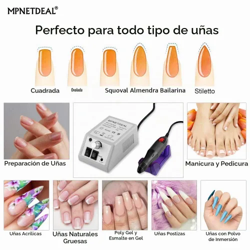 Vista 5 de Mpnetdeal - Taladro de uñas eléctrico, juego de máquina de taladro y lima para uñas acrílicas