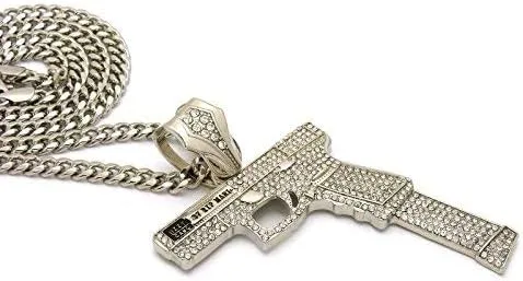 Vista 3 de Shiny Jewelers USA Colgante de mano con dije de hip hop, cubano, caja, cadena de cuerda para hombre, Metal, Circonia cúbica
