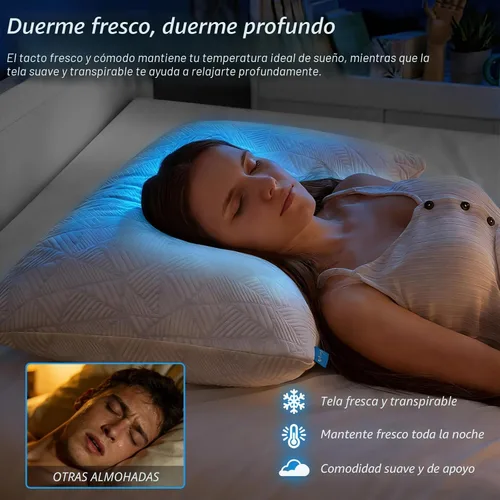 Vista 4 de BETU Almohada Refrescante Tamaño Queen, Almohada Fresca de Espuma Viscoelástica Triturada para Personas que Duermen con Calor, Almohadas de Cama