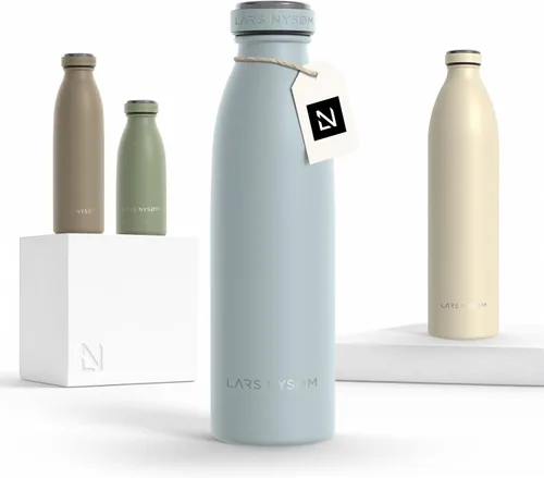 Vista 13 de LARS NYSØM Botella de agua aislada de acero inoxidable de 12 onzas, 17 onzas, 25 onzas, 34 onzas, 51 onzas, frasco térmico aislado para bebidas