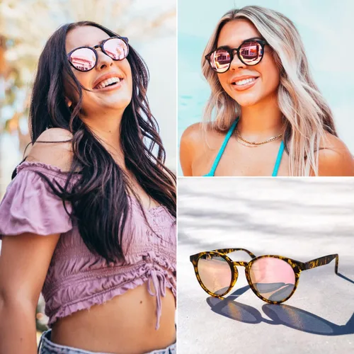 Vista 3 de WearMe Pro - Gafas de sol redondas retro resistentes 100% UVAUVB para mujeres y hombres