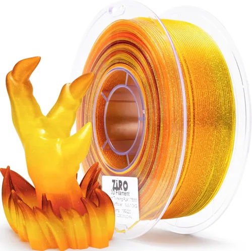 Vista 14 de ZIRO - Rápido cambio de color PLA, filamento translúcido multicolor de 1.75mm, material para impresión 3D, carrete de 1kg, precisión dimensional
