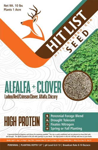 Vista 8 de Semillas de parcela de alimentos de alfalfa + trébol para ciervos [perennes] – Semillas de parcela de alimentos perennes – Mezcla de semillas