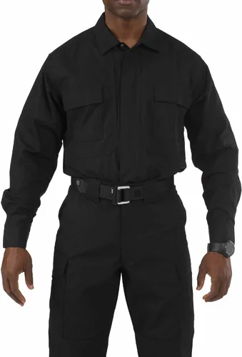 Vista 2 de 5.11 Tactical Taclite 72054 - Camisa de manga larga para hombre, de poliéster y algodón Ripstop TDU Negro