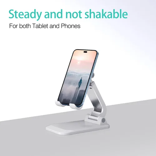 Vista 2 de Aotedor Soporte ajustable para teléfono de escritorio, diseño ergonómico, portátil, manos libres, compatible con iPhone y Samsung