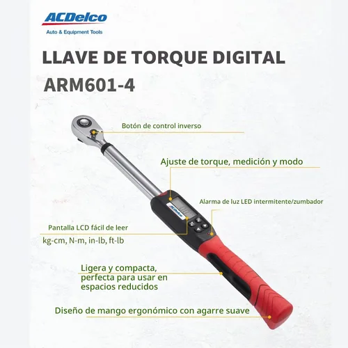 Vista 2 de ACDelco, ARM601-4, llave dinamométrica digital, 1/2 pulgadas (4 a 99 ft-lb)