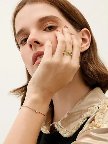 Vista 2 de Banemi Anillos antiestrés para la ansiedad para mujeres, anillo giratorio de flor de circonita cúbica, regalo de joyería para esposa, niña, día
