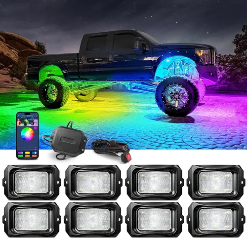 Vista 11 de MICTUNING C2 Max RGB+IC Chasing Color Rock Lights - 2 piezas (no incluye controlador)