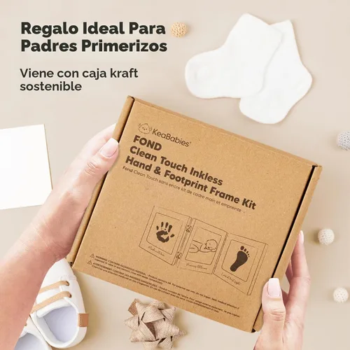 Vista 9 de Kit de huellas de manos y huellas para bebé sin tinta para recién nacido Gris nube/dorado