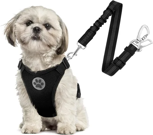 Vista 10 de SlowTon Arnés de Cinturón de Seguridad para Perro para Coche, Arnés de Coche para Perros Ajustable de Malla Transpirable y Arnés de Cinturón