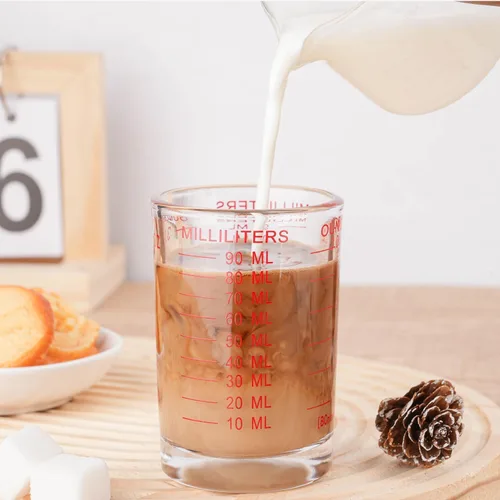 Vista 3 de 1 paquete de vaso medidor, 3 onzas/3.0 fl oz, vidrio pesado líquido, escala roja