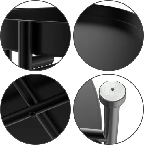 Vista 4 de Mesa auxiliar redonda, bandeja de metal negro de 2 niveles, mesa auxiliar de metal para sofá, sala de estar, mesa de té, espacios pequeños