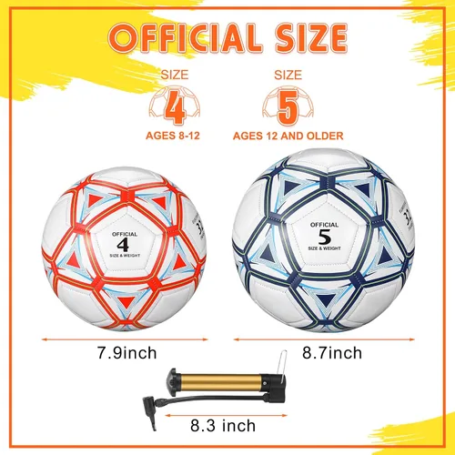 Vista 2 de Jenaai 4 pelotas de fútbol a granel con bomba y bolsa, pelota de fútbol desinflada, entrenamiento deportivo exterior para adultos y adolescentes