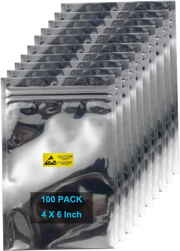Vista 8 de Bolsas antiestáticas, 100 bolsas ESD resellables de 4 x 6 pulgadas con etiquetas para disco duro GPU, SSD HDD y dispositivos electrónicos