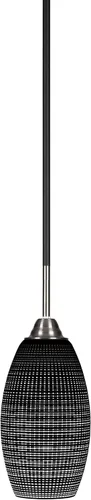 Vista 250 de Toltec Lighting Paramount - Mini colgante de 1 luz en acabado negro mate con cristal de arte perla de 7 pulgadas y estilo negro