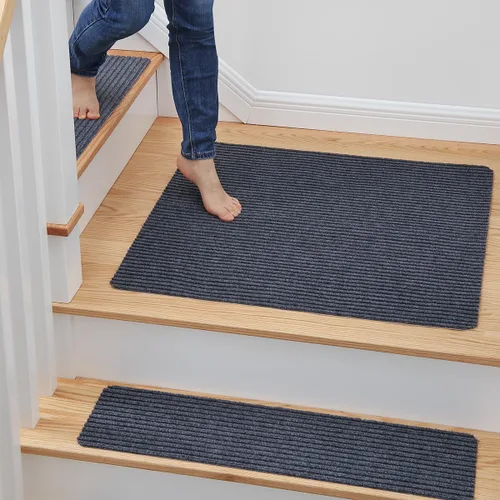 Vista 27 de MBIGM Alfombra antideslizante para peldaños de 30 x 30 pulgadas, alfombra de seguridad antideslizante y resistente al deslizamiento, color negro