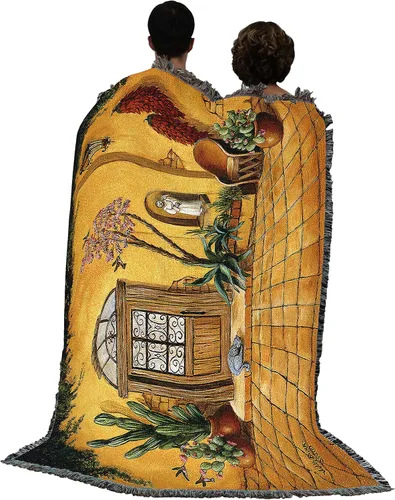 Vista 3 de Pure Country Weavers Casa Bonita Manta – Tapiz de regalo escénico del suroeste tejido de algodón, fabricado en los Estados Unidos (72 x 54 pulgadas)