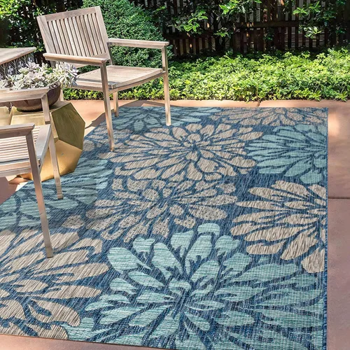 Vista 15 de Eyely BMS110I-28 Santa Monica Zinnia - Alfombra moderna con textura floral para interiores y exteriores, estilo costero, glamour, dormitorio, patio