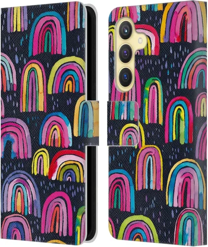 Vista 270 de Head Case Designs Officially Licensed Ninola Brushstrokes Black Summer Patterns Leather Wallet Case Compatible with Samsung Galaxy A07 4G