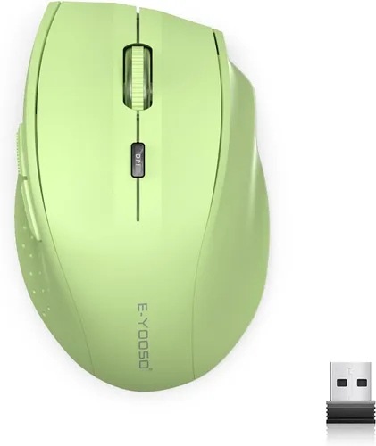 Vista 15 de E-YOOSO - Ratón inalámbrico Bluetooth para portátil, ratón óptico portátil para computadora, 6 botones, inalámbrico 2.4GHz con receptor USB, 4800