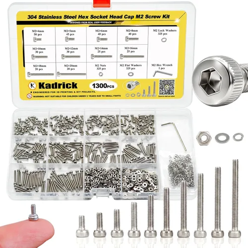 Vista 15 de Kadrick 1230 piezas de tornillos de acero inoxidable 304, surtido métrico M2 M3 M4 M5, kit de pernos de cabeza hexagonal de botón de 4mm-20mm