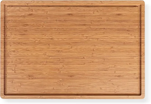 Vista 6 de Tabla de cortar de bambú con asas y ranuras para jugos, 12 x 9 x 0.47 pulgadas, tabla de cortar de cocina de madera carbonizada