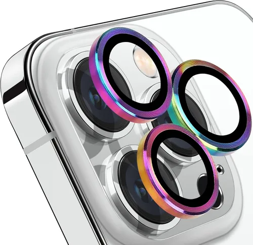 Vista 8 de Protector de lente de cámara compatible con iPhone 12 Pro Max, antiarañazos, vidrio templado 9H, protector de pantalla de cámara de metal, anillo a